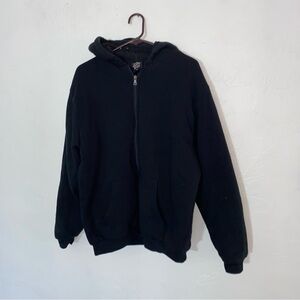 Sherpa Lined Insulated Zip Up Coat Jacket Sweatshirt XL Solid Black